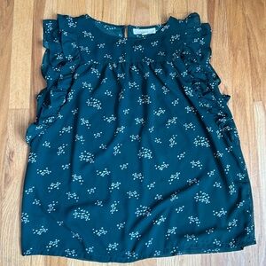 LOFT green floral flutter sleeve